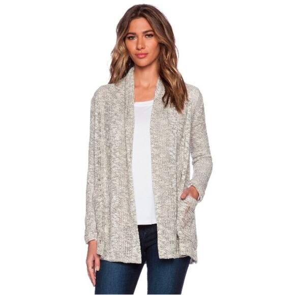 Splendid Sweaters - Splendid REVOLVE Seaside Loose Knit Open Front Cardigan Cotton Blend Ash Medium